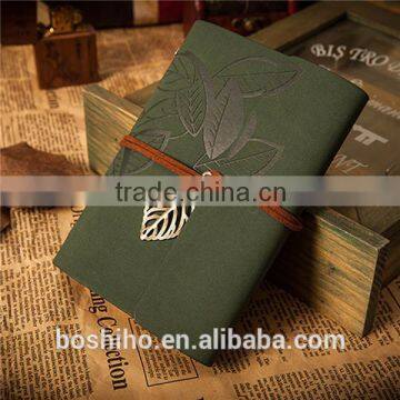 Customized design PU Leather Cover Loose Leaf Blank Notebook Journal Diary Gift