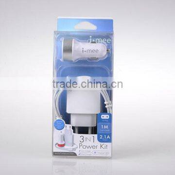 i-mee Car Charger with lightning to USB cable ,2.1A wall charger,2.1A rainbow car charger