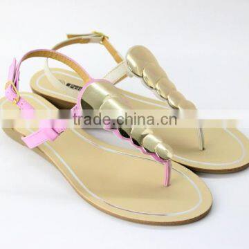 Best selling wholesales women fashion fancy flat sandals with metalic ring