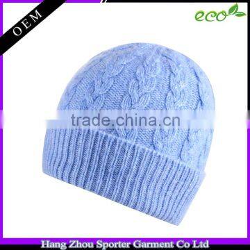16FZBE01 winter cable knitted cashmere beanie women