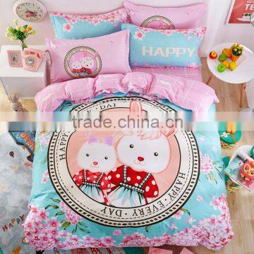Rabbit Printed Cartoon Style Soft Cotton Bedding Set for Kids