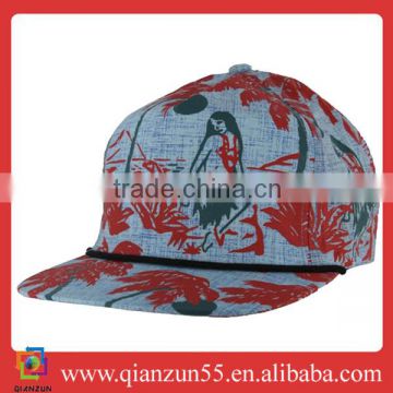 2013 fashion print linen custom floral snapback hat