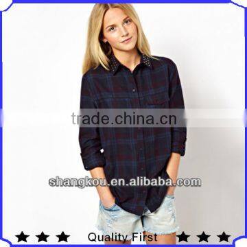 ODM &OEM manufacture autumn womens blouses Glamorous Oversized Shirt In Tartans hk 1035