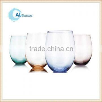 stemless wine glass tumbler with round bottom