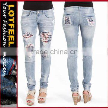 American women Skinny denim jeans (LOTX314)