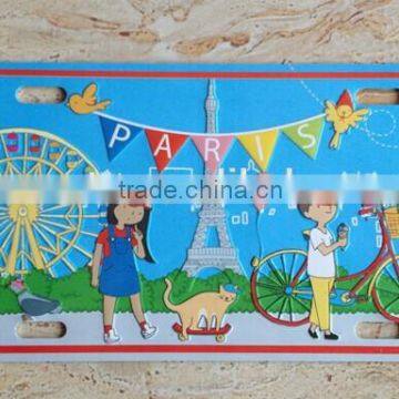 souvenir stamped colorful metal postcard