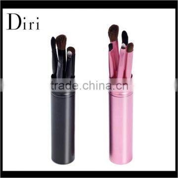 High quality compact 5pcs makeup brush set with round tube