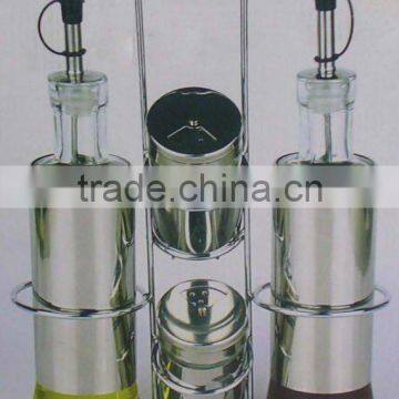 Stainless steel coat glass oil and vinegar bottle set