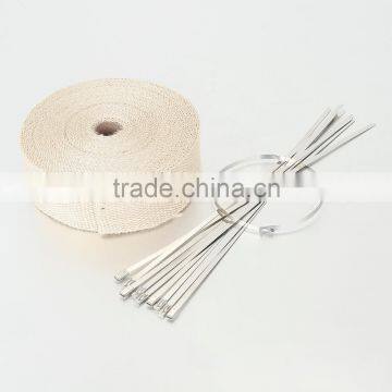 Roll Titanium Exhaust Header Pipe Heat Wrap Tape+Stainless Ties Kit 5cm*15m