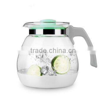 Glass kettle with plastic handle pyrex microwave glass kettle