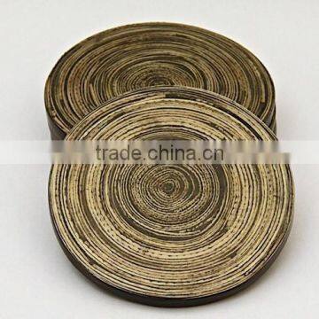 High quality eco friendly spun bamboo round coaster 10 cm