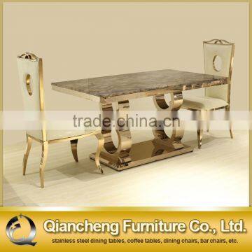 Luxury Rose Gold Marble Dining Table Set Restaurant Furniture photo-3