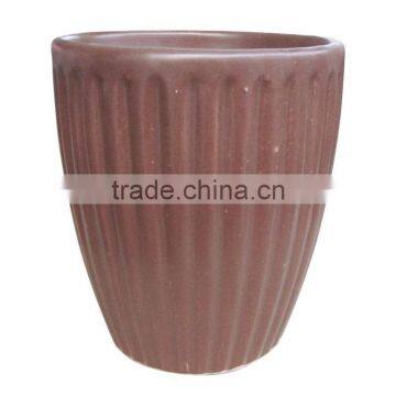 Vertical-stripe Solid Color Ceramic Flower Pot