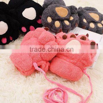 2015 Fashion Cute Bear Plush Kids Funny Animal Gloves