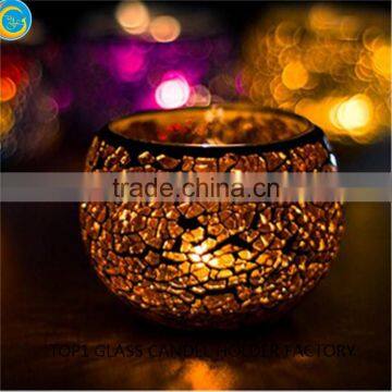 Round handmade mosaic glass candle holders wholesale