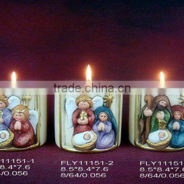 ceramic nativity candle holder 11151