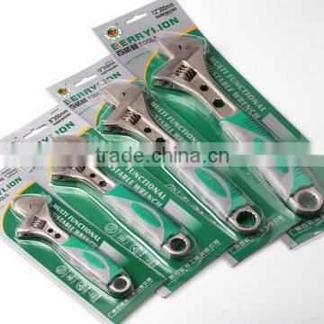 BERRYLION 12'' Nickel Alloy Plated Adjustable Wrench, PVC Handle Grip Spanner photo-3