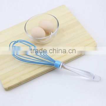 Blue Wire Loops Acrylic Handle Silicone Whisk for Egg