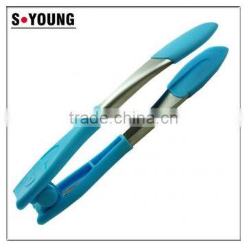 14006 New Shape Barbecue Grill Tongs Silicone Kitchen Serving Locking Food Tong photo-4