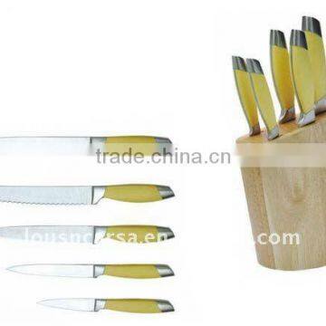 6pcs /set stainless steel kitchen knife with wooden block