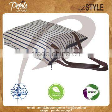 Leather Handle Canvas Bag photo-3