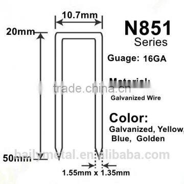 Factory supply custom galvanized N851 series staples Crown: 10.80mm 16GA STAPLES