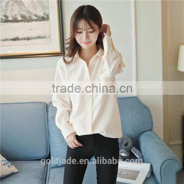 2017 new tops ladies long sleeve woman chiffon fashion ladies blouse