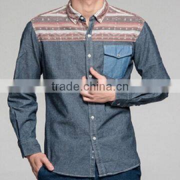 high quality cotton casual shirt design ,latest casual jeans shirt design,mens printing casual shirt 2014 new style