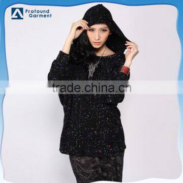 Custom printing cotton casual loose themal pullover hoodie without string for women