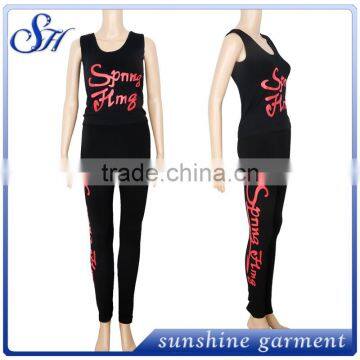 Newest Print Logo Yoga Set for Women 2017 Simple Leggings and Top photo-3