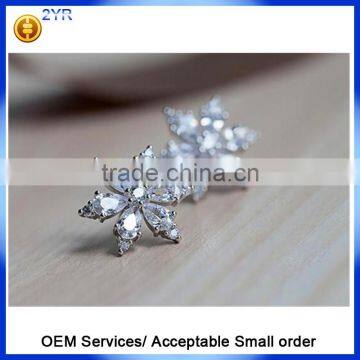 Wholesale 925 Sterling Silver Earring, Women Stud Earrings, White Cubic Zirconia Iced Flower Stud Earring photo-2