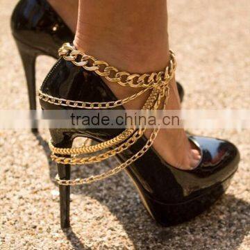 Punk style Heel Anklets Multilayer Foot Chain Anklet Bracelets For Women Tassel Foot Jewelry