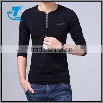 2016 Newest pure color long sleeve v-neck T-Shirt