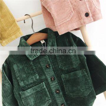 1-6 Years 2017 New Wholesale Autumn Full Sleeves Solid Corduroy Kids Boys Girls Coats (pick Size Color) photo-4
