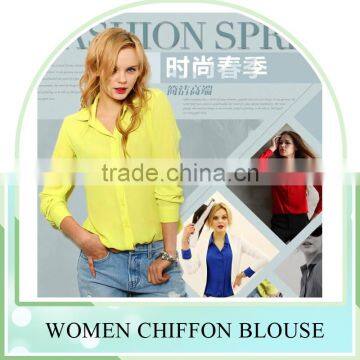 Factory Sale! Long Sleeve Chiffon Shirt Design for Women Blouse photo-2