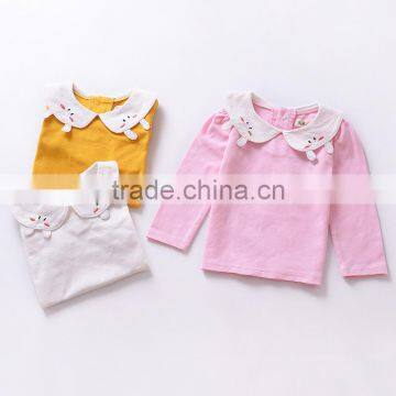 S33585W Baby girls wholesale white t shirts 100% cotton embroidery t-shirts