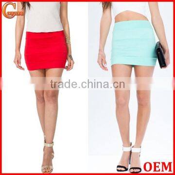 2015 high quality fashion elastic banded mini skirt ladies short skirt