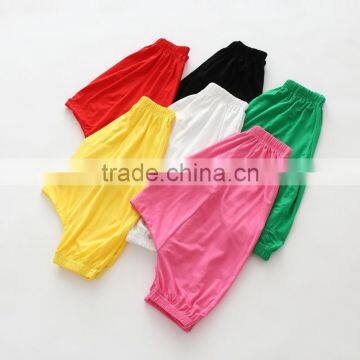 Summer high quality cotton pure color girls children harem pants