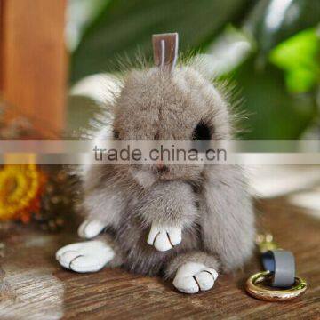 Mink Fur rabbit shape key chain/2017 Real Mink Fur Keychain For Bag 0r Car