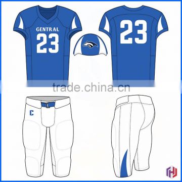 Custom Blue White Football Jersey Set, Professional Custom Sublimation Printing Youth American Football Uniforms