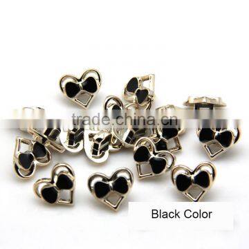 White Black 13*14mm Shank Heart Design With Bowknot Plastic Button For Clothing photo-4