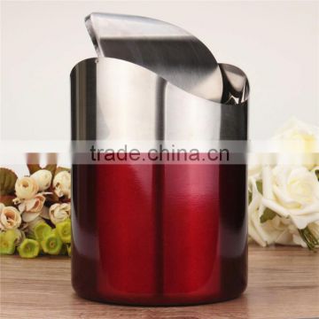 Best Price Red Color Stainless Steel Trash Bin1.5L Mini Car DustBin Swing Lid Kitchen Worktop Waste Rubbish Trash Can