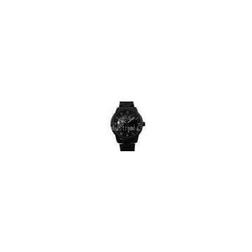 Black Steel Band Mens Automatic Watch Accurate , Mechanical Movement