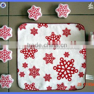 Snowflakes shape cotton printed compressed towel magic towel