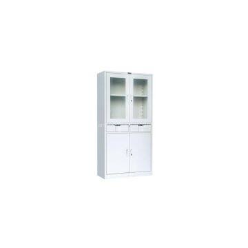 2 Drawer Glass Door Metal Cabinet