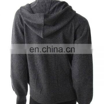 100% pure cashmere women's grey hoodie zipper cardigan sweater