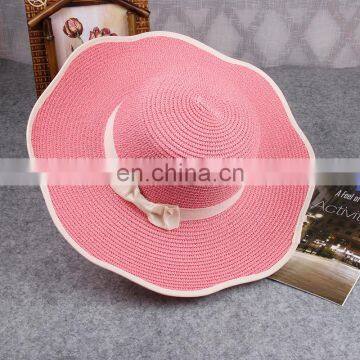 Lace Bowknot Straw Hat Folding Sunshade Hat Beach Cap photo-6