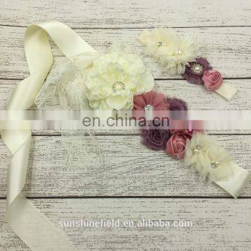 baby headband chiffon flower vintage sash