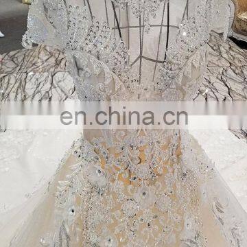 LS00249 Real Photos Cap Sleeves Lace Sleeve Zipper Long Train Bow Ghana Wedding Dresses for Sale Online photo-3