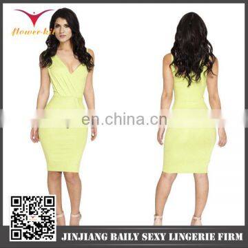 Wholesale Popular Style Sell Well Bandage Dress Yellow